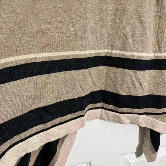 AUGUST SILK Open Front Striped Tan Cardigan | size Large - Picture 6 of 8